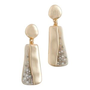 ✨ Chico’s Modern Gold-Tone Rhinestone Drop Earrings ✨